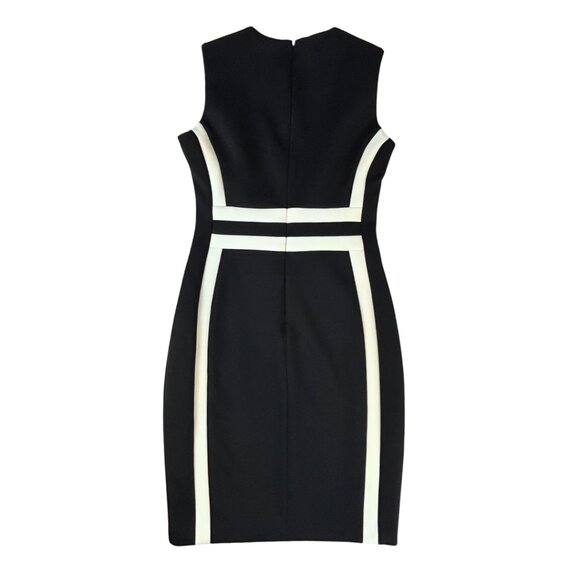 Calvin Klein Women's Black & White Color Block Scuba Sheath Dress Size 4 - Picture 3 of 12